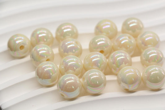 12mm Off White AB Gumball Beads for Bracelets #640