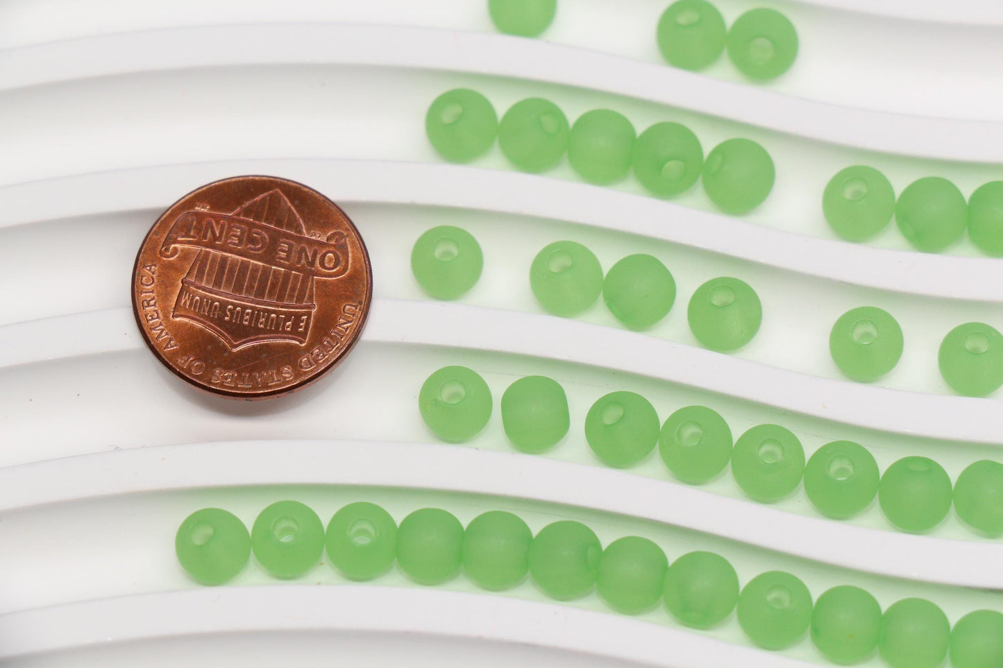 6mm Matte Apple Green Gumball Beads for Bracelets #3562