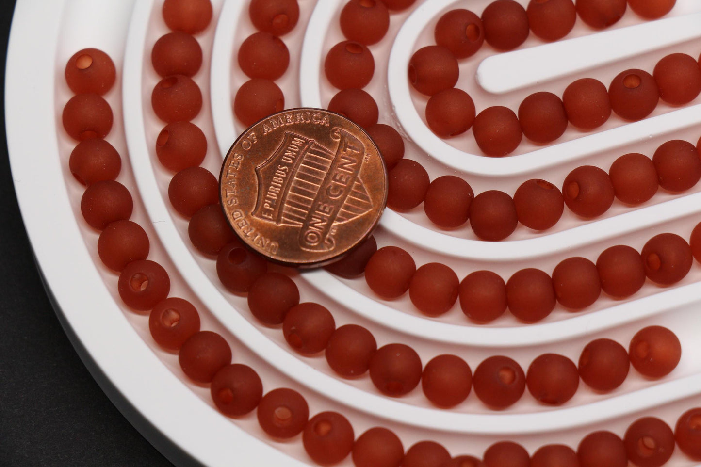 6mm Matte Reddish Brown Gumball Beads for Bracelets #3564