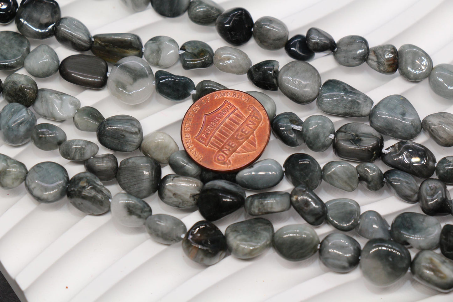 Gray Eagle Eye Gemstone Nugget Beads