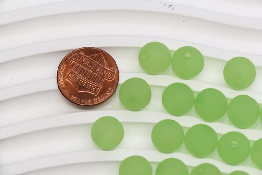 10mm Matte Apple Green Acrylic Gumball Beads, Round Bracelet Beads for Jewelry Making, DIY Craft Supplies #3593