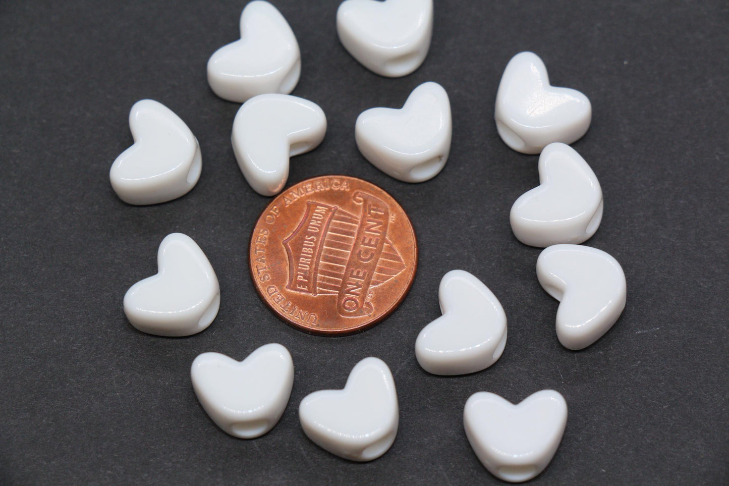 12mm Pink Heart Beads for Bracelets & Crafts #391