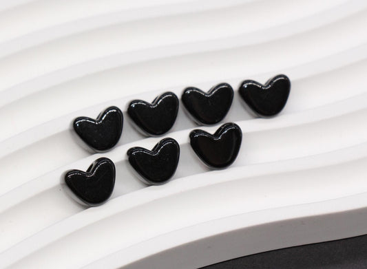 12mm Black Heart Beads for Bracelets & Crafts #763