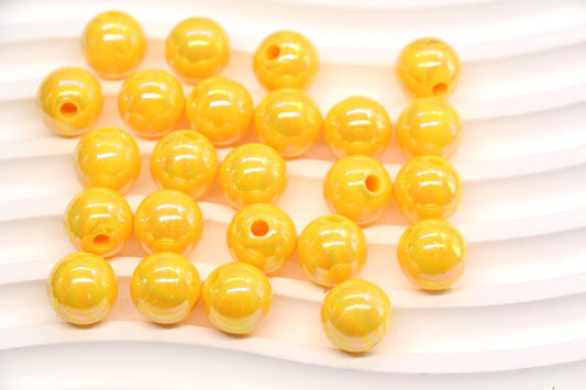 12mm Golden Yellow AB Gumball Beads for Bracelets #473