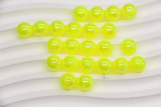 10mm Neon Yellow AB Gumball Beads for Bracelets #3478