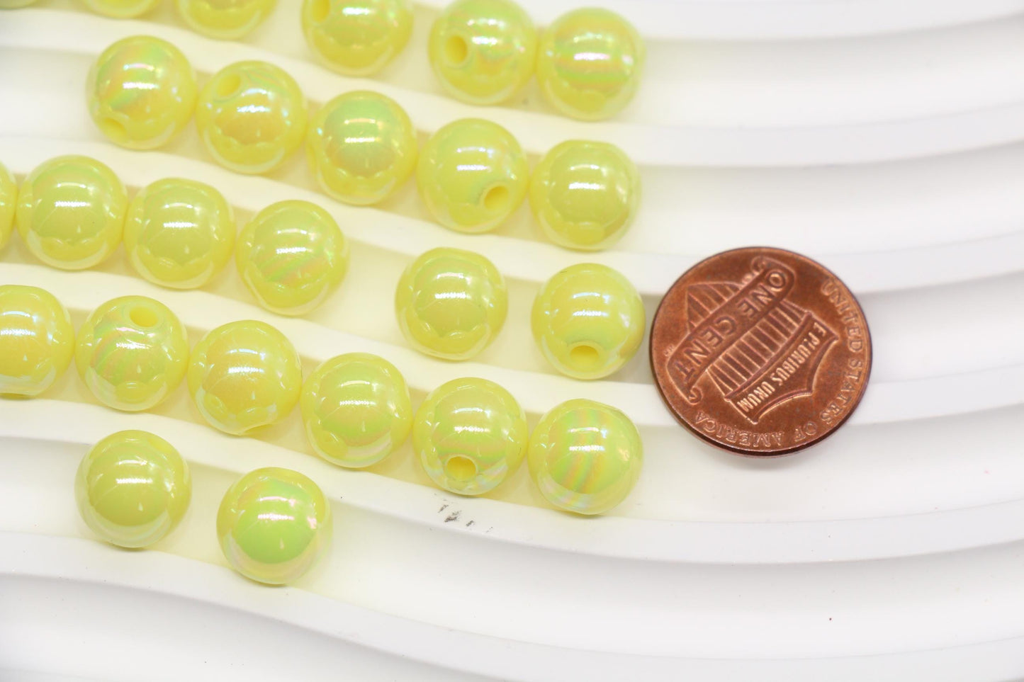 10mm Pastel Yellow AB Gumball Beads for Bracelets #462