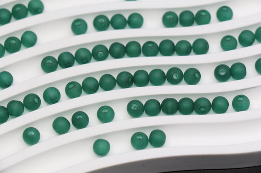 6mm Matte Green Gumball Beads for Bracelets #3561