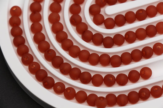 6mm Matte Reddish Brown Gumball Beads for Bracelets #3564