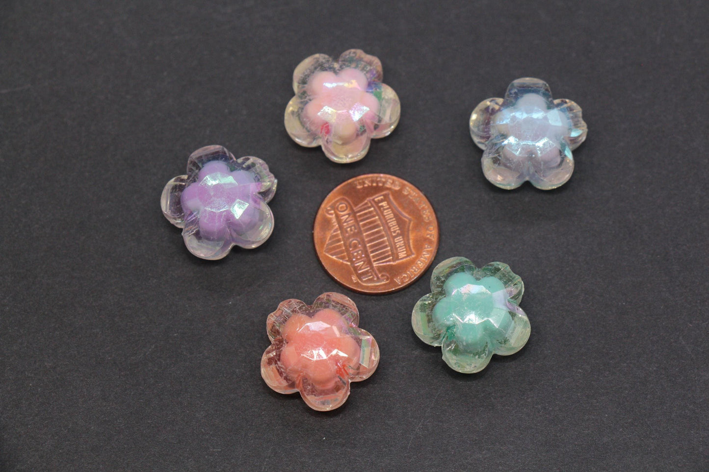 16mm AB Iridescent Acrylic Flower Beads