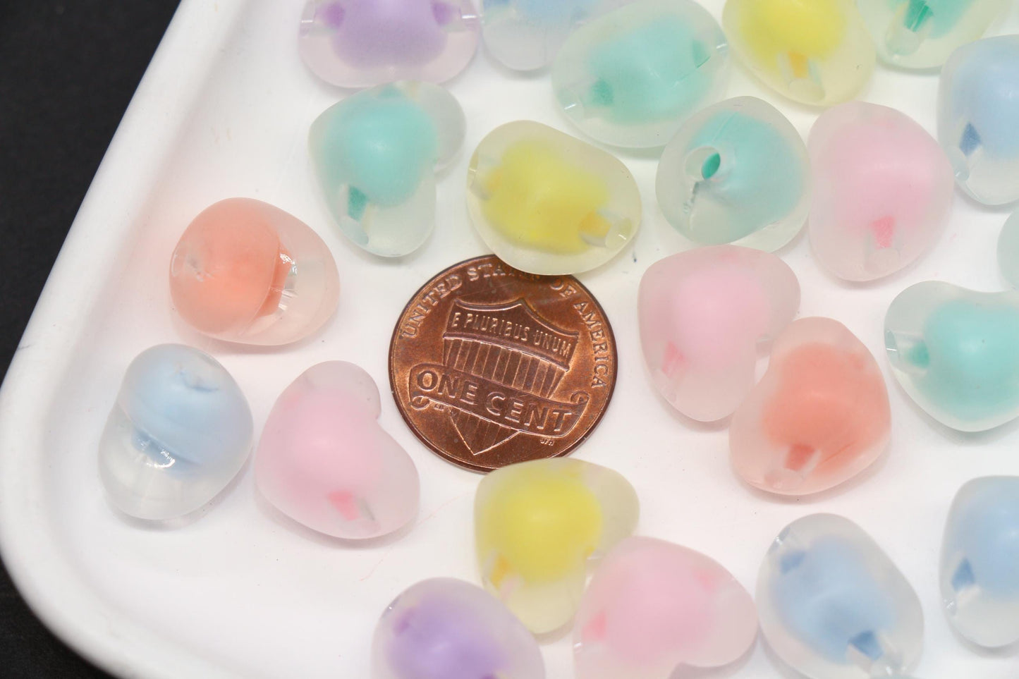 15mm Matte Heart Beads, Chunky Frosted Acrylic Heart Beads for Jewelry Making #1894