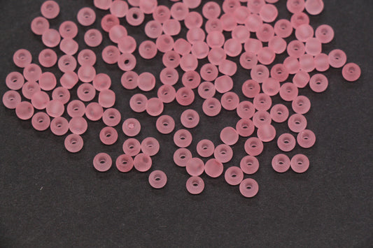 4mm Matte Pink Glass Seed Beads, 6/0 Frosted Rocailles for Bracelet Making & Beading Supplies #1415