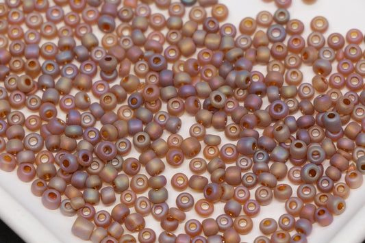 4mm Matte Metallic AB Glass Seed Beads, Frosted Iridescent 6/0 Rocailles, Seed Beads for Bracelet Making & Beading Supplies #1178