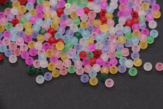 4mm Multicolor Glass Seed Beads, Frosted Transparent Rainbow 6/0 Rocailles, Seed Beads for Jewelry Making & Beading Supplies #1181
