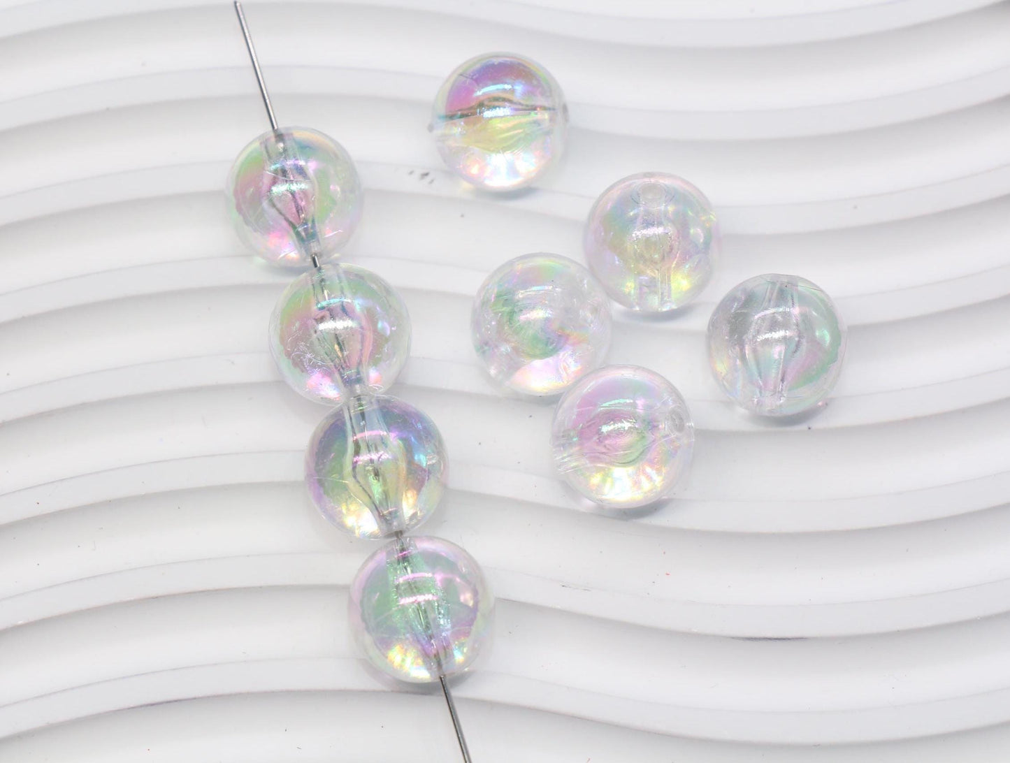 16mm Iridescent Clear Acrylic Gumball Beads, Large Round Bracelet Beads for Jewelry Making, DIY Craft Supplies #1709