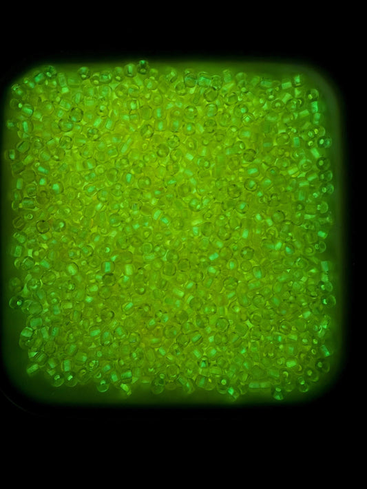 4mm Glow in the Dark Glass Seed Beads, Transparent Orange Lined Rocailles, Luminous Beading Supplies #1024