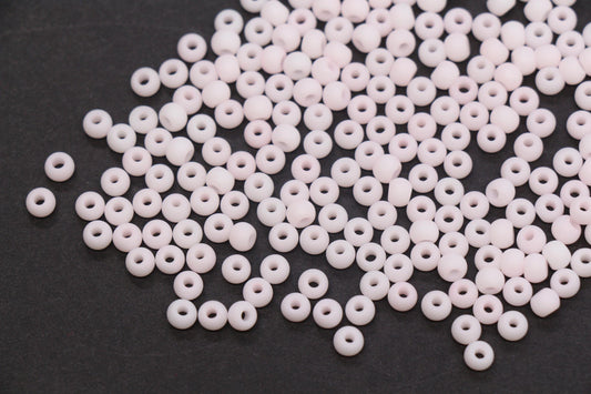 4mm Matte Light Pink Glass Seed Beads, Frosted Blush Pink Rocailles Beads, 6/0 Round Seed Beads, Beads for Jewelry Making #2054