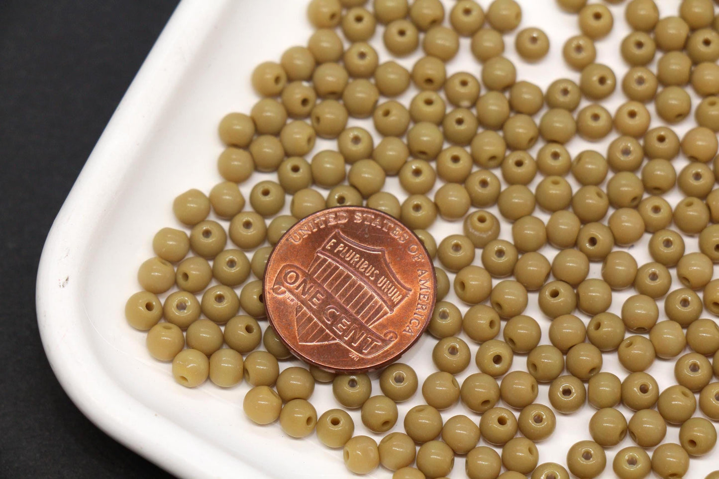 4mm Mustard Beige Glass Seed Beads, Opaque Camel Tan Round Rocailles, Earth Tone Beads for Jewelry Making #1040