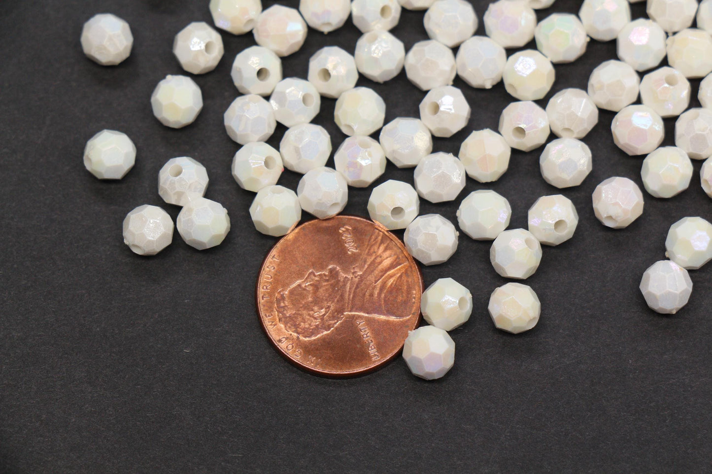 6mm Faceted AB Beads, Iridescent White Acrylic Beads for Bracelet Jewelry Making #789