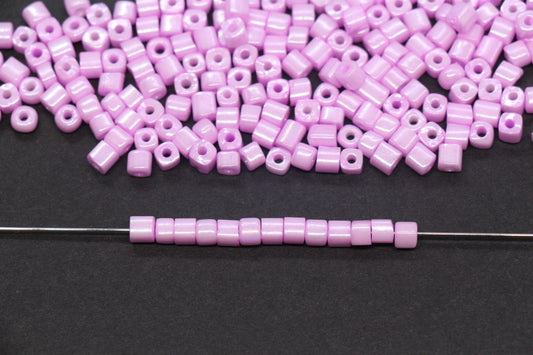 4mm Pink Cube Glass Beads, Glossy Square Seed Beads for Bracelet Jewelry Making #2762
