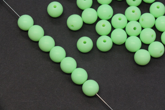 10mm Matte Mint Green Gumball Beads, Chunky Frosted Acrylic Round Spacer Beads for Bracelet Making #1212