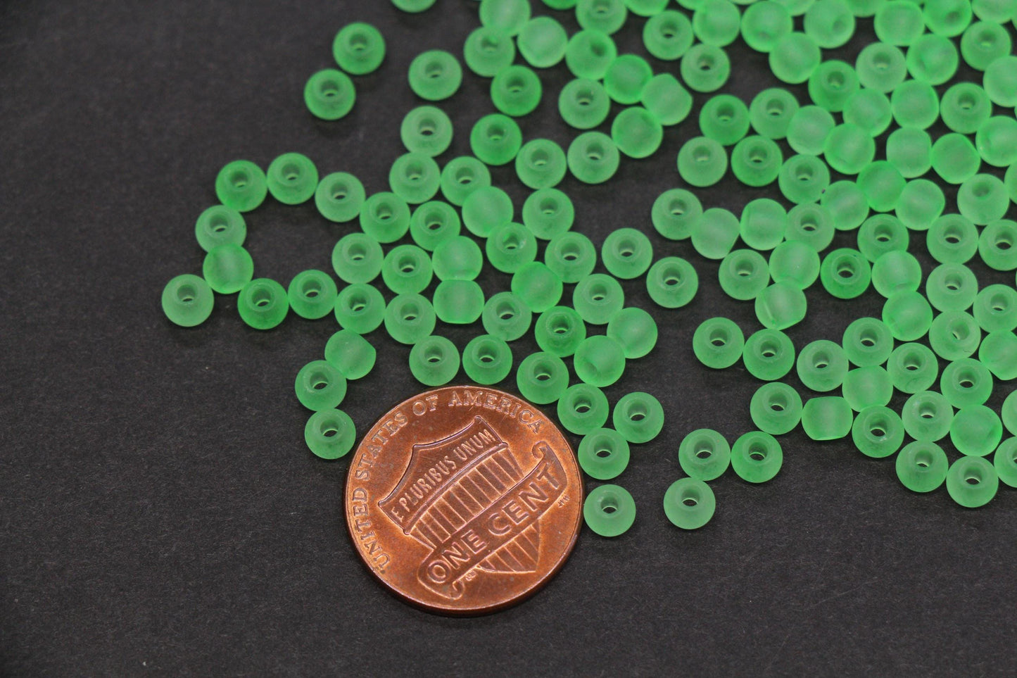 4mm Matte Green Glass Seed Beads, Frosted Green 6/0 Rocailles, Round Seed Beads for Bracelet Making, Jewelry Making & Beading Supplies #1419