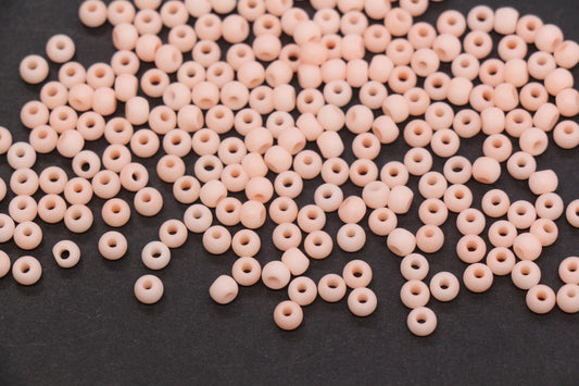 4mm Matte Soft Peach Glass Seed Beads, Frosted Peach Rocailles Beads, 6/0 Round Seed Beads, Beads for Jewelry Making #1157