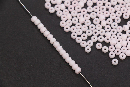 4mm Matte Light Pink Glass Seed Beads, Frosted Blush Pink Rocailles Beads, 6/0 Round Seed Beads, Beads for Jewelry Making #2054