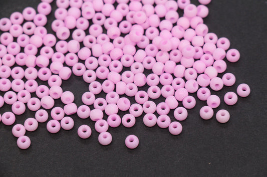4mm Matte Lavender Pink Glass Seed Beads, Frosted 6/0 Round Seed Beads, Beads for Jewelry Making #1154