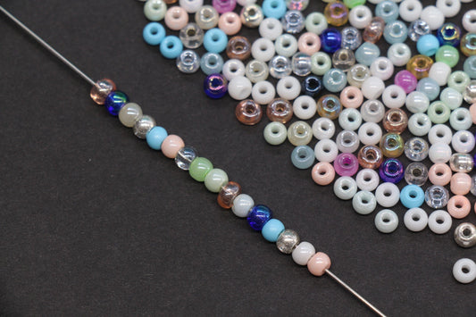 4mm Mixed Glass Seed Beads, Glossy Rainbow Rocailles Beads Mix for Bracelet Jewelry Making #2057