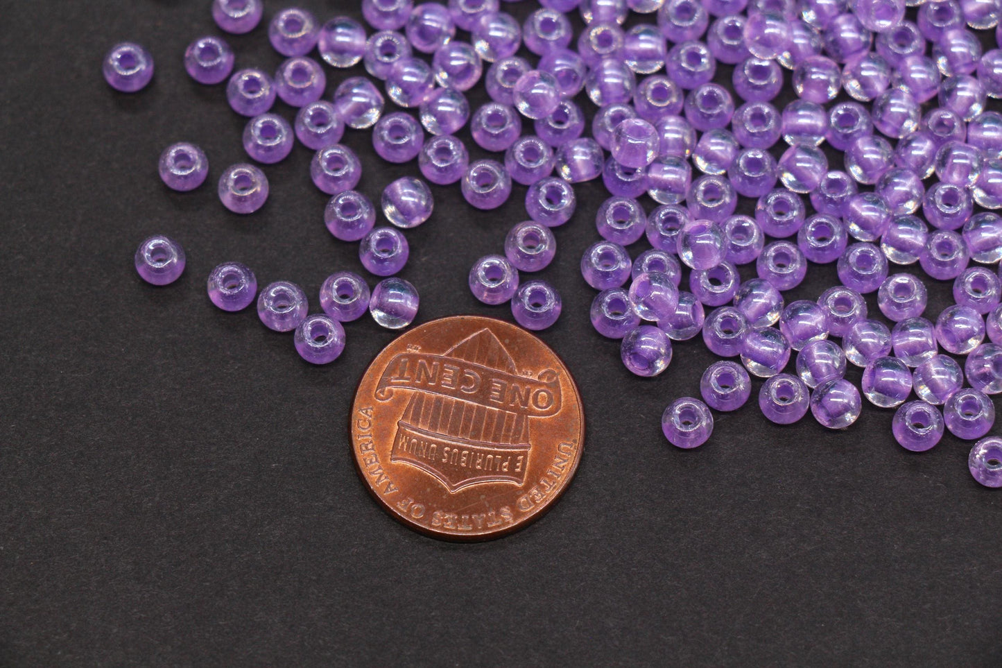 4mm Purple Lined Glass Seed Beads, Transparent Purple Core Rocailles Beads, Beads for Jewelry Making #2334