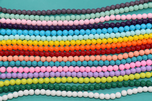 6mm Glass Beads, Round Glass Beads, Jewelry Glass Beads, Bracelet Beads