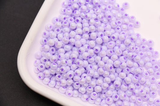 4mm Lilac Purple Pearlized Glass Beads, Round Glass Spacer Beads for Bracelets, Small Seed Beads, DIY Jewelry Supplies #3986