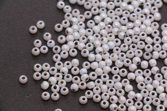 4mm Light Gray Pearlized Glass Beads, Round Glass Spacer Beads for Bracelets, DIY Jewelry Supplies #3992