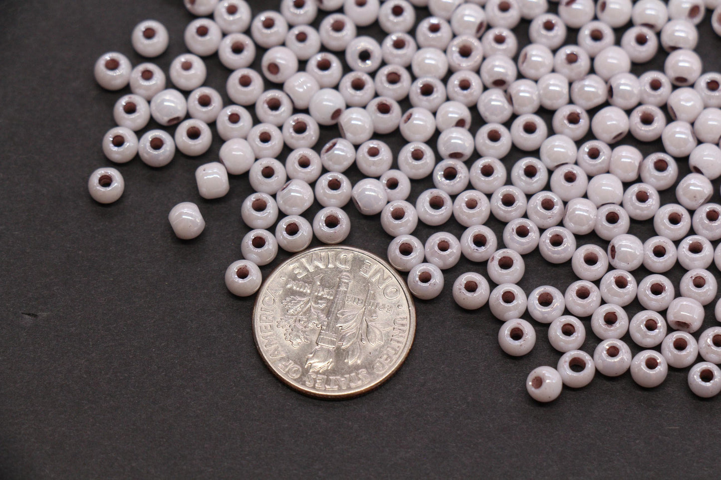 4mm Taupe Gray Pearlized Glass Beads, Round Glass Spacer Beads for Bracelets, DIY Jewelry Supplies #3993