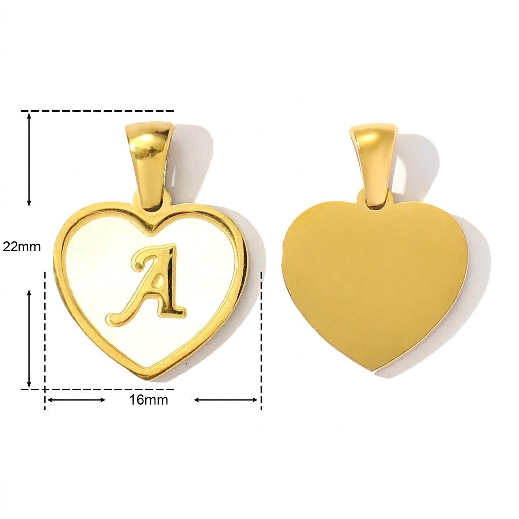 18K Gold Plated Letter Pendant Charm, White Shell Initial Charm, Stainless Steel Alphabet Pendant, DIY Necklace Jewelry Supply
