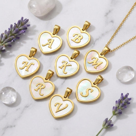 18K Gold Plated Letter Pendant Charm, White Shell Initial Charm, Stainless Steel Alphabet Pendant, DIY Necklace Jewelry Supply