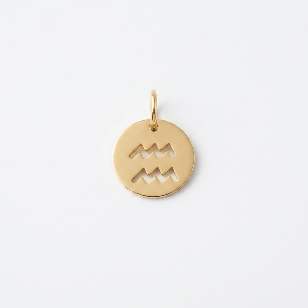 Gold Zodiac Charm, Stainless Steel Astrology Pendant, Horoscope Sign Necklace Charm, Celestial DIY Jewelry Supply