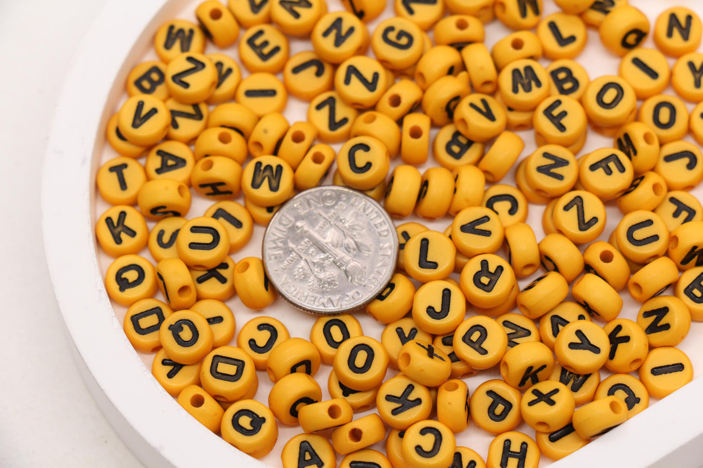 7mm Dark Yellow Acrylic Letter Beads