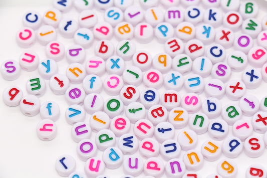 7mm Lowercase Letter Beads, Acrylic Alphabet Beads for Friendship Bracelets #2237