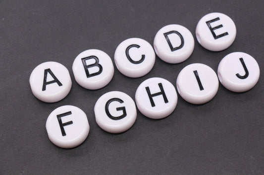 25mm Large Individual Letter Beads, White Acrylic Alphabet Name Beads, Custom Name Beads for Dog Collars, Keychains & Crafts