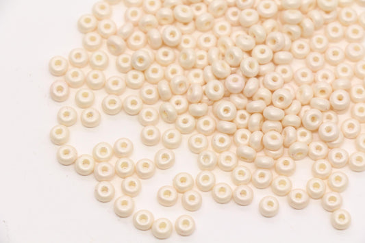4mm Ivory Cream Glass Seed Beads, Warm White Jewelry Making Beads, Beading Supplies #1247