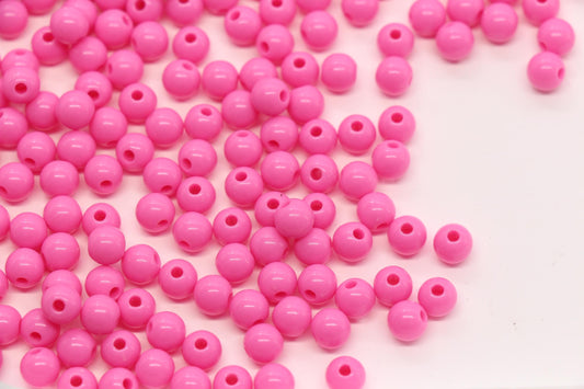 6mm Pink Acrylic Gumball Beads