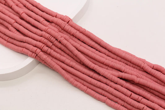 6mm Dusty Rose Heishi Beads, Polymer Clay Disc Beads for Bracelets #374