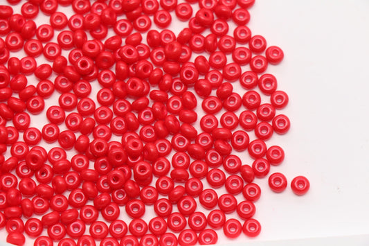 4mm Red Glass Seed Beads, Red Opaque Seed Beads for Jewelry Making, Beading Supplies #1243