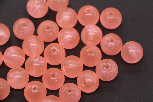 12mm Peach Pink Glow in the Dark Acrylic Beads, Translucent Round Beads for Bracelets, Jewelry Making, Kandi, DIY Crafts #4009