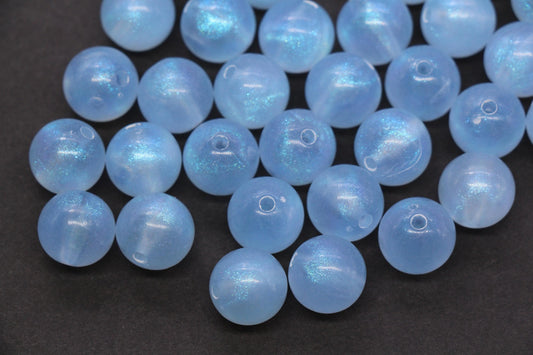 12mm Blue Glow in the Dark Acrylic Beads, Translucent Round Beads for Bracelets, Jewelry Making, Kandi, DIY Crafts #4011