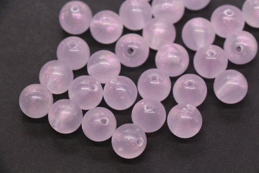 12mm Light Pink Glow in the Dark Acrylic Beads, Translucent Round Beads for Bracelets, Jewelry Making, Kandi, DIY Crafts #4012
