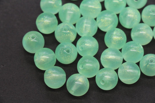 12mm Green Glow in the Dark Acrylic Beads, Translucent Round Beads for Bracelets, Jewelry Making, Kandi, DIY Crafts #4008