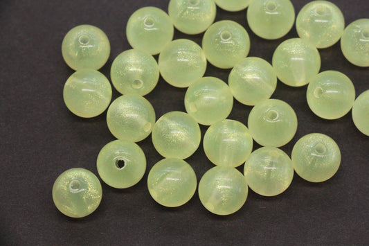 12mm Yellow Glow in the Dark Acrylic Beads, Translucent Round Beads for Bracelets, Jewelry Making, Kandi, DIY Crafts #4013