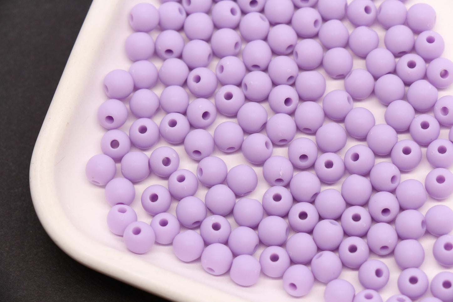 6mm Lavender Matte Acrylic Beads, Round Spacer Beads, DIY Craft Beads #4033